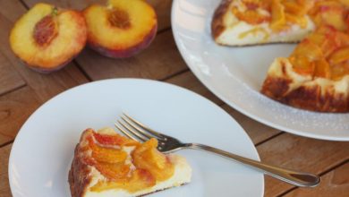 Receta de Tarta de melocotón, almendra y dulce de leche 6