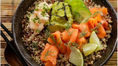 Receta de quinoa con salmón y aguacate 1