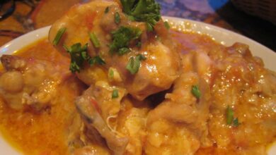 Pollo, receta en salsa de mango y curry 8