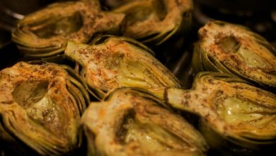 Boniatos y alcachofas asadas, receta de guarnición fácil de preparar 11