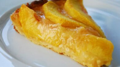 Receta de tarta de melocotón y ricota, cremosa y ligera paso a paso 8