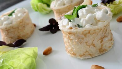 Canelones de requesón con crema de piñones 10