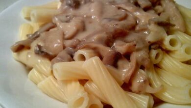 Pasta con salsa de champiñones y mostaza 1