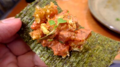 Tartar de atún con aguacate y langostinos 10