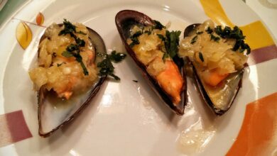 Vinagreta de puerros con mejillones, receta casera 4