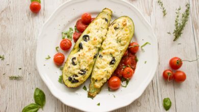 Calabacín relleno con queso 5