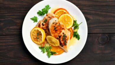 Pechuga de pollo con salsa de naranja al microondas, receta saludable lista en 5 minutos 5