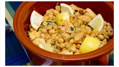 Cazuela de pollo al horno con boniatos y garbanzos 7