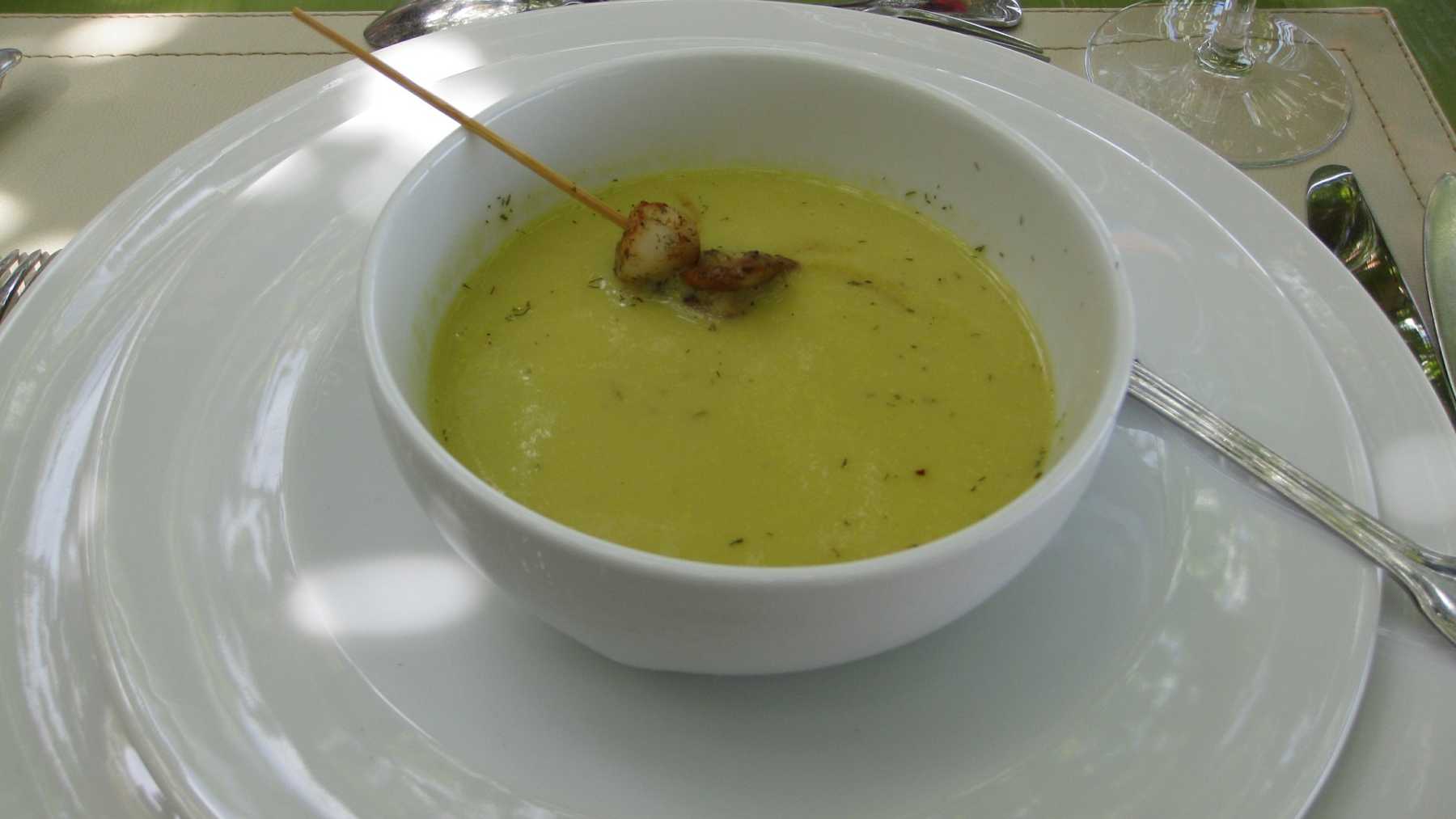 Sopa crema verde de puerros y espinaca 4