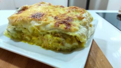 Lasaña de coliflor y salsa bechamel 6