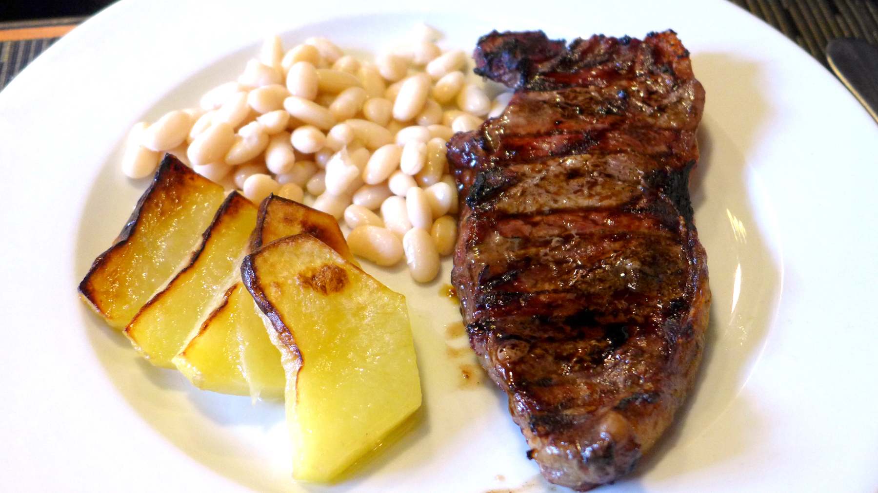 Entrecot con patatas panadera en freidora de aire 4