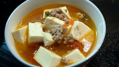 Sopa casera de tofu con peineta de almendras 7