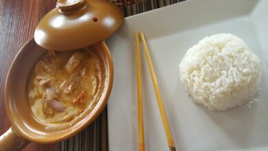 Curry de pollo y coco con salsa de anacardos 3