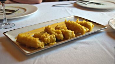 Tiras de pescado adobado en tempura de curry 1