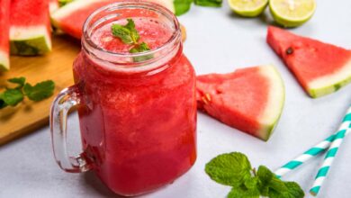 Agua de coco con sandía y hierbabuena 4