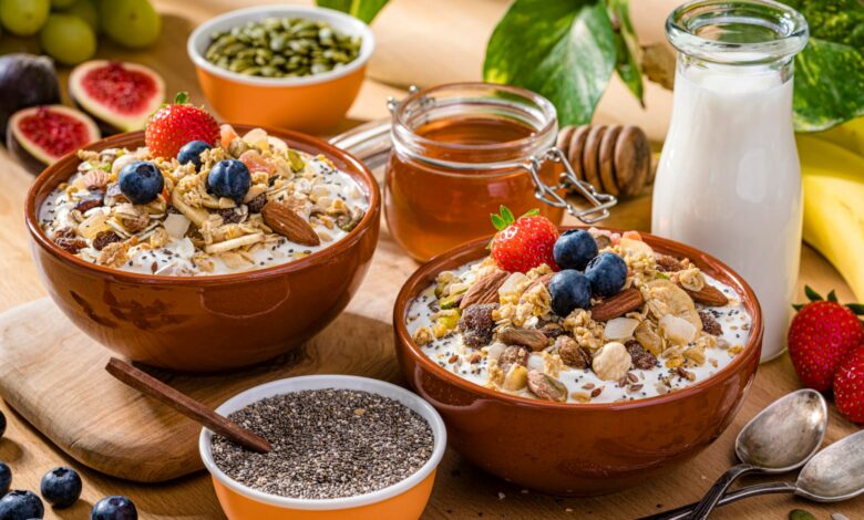 Avena con frutos rojos y huevo pochado: un desayuno completo 1