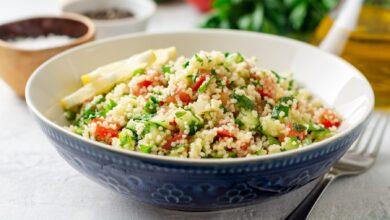 Ensalada de bulgur con queso feta y pepino, menta y vinagreta de limón 9