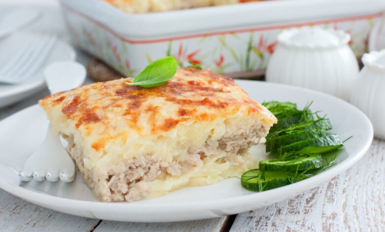 pastel de carne jugoso con puré de coliflor 1