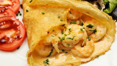 Receta de Crepes con gambas y pollo fáciles de preparar 2