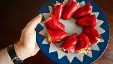 Receta de Pimientos rellenos de atún, salmón fresco y surimi 2