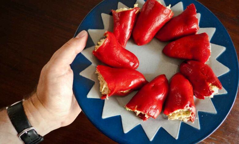 Receta de Pimientos rellenos de atún, salmón fresco y surimi 1