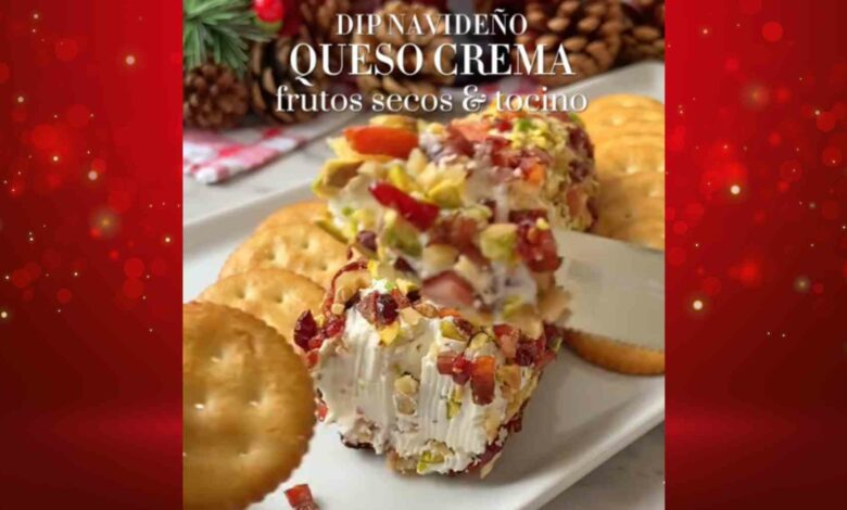 rulo de queso crema con frutos secos y tocino 1